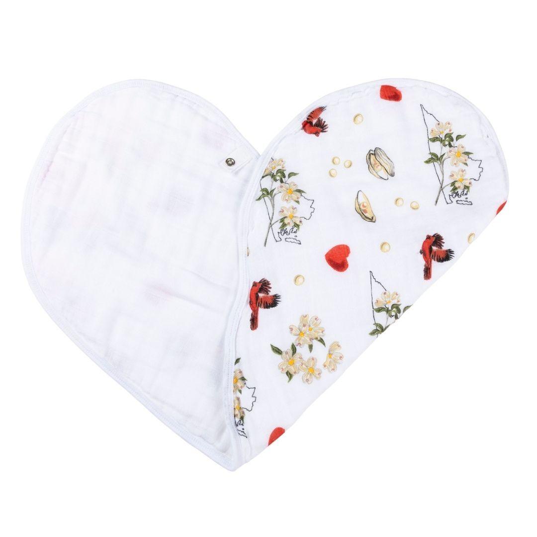 Gift Set: Virginia Baby Muslin Swaddle Blanket and Burp Cloth/Bib Combo (Floral) by Little Hometown - Vysn