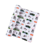 Gift Set: Washington D.C. Baby Muslin Swaddle Blanket and Burp Cloth/Bib Combo by Little Hometown - Vysn