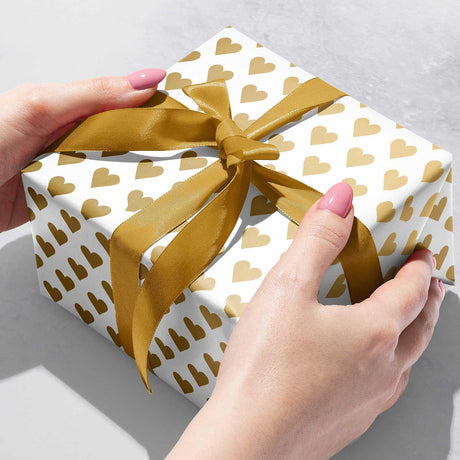 Gold Hearts Wedding Gift Wrap by Present Paper - Vysn