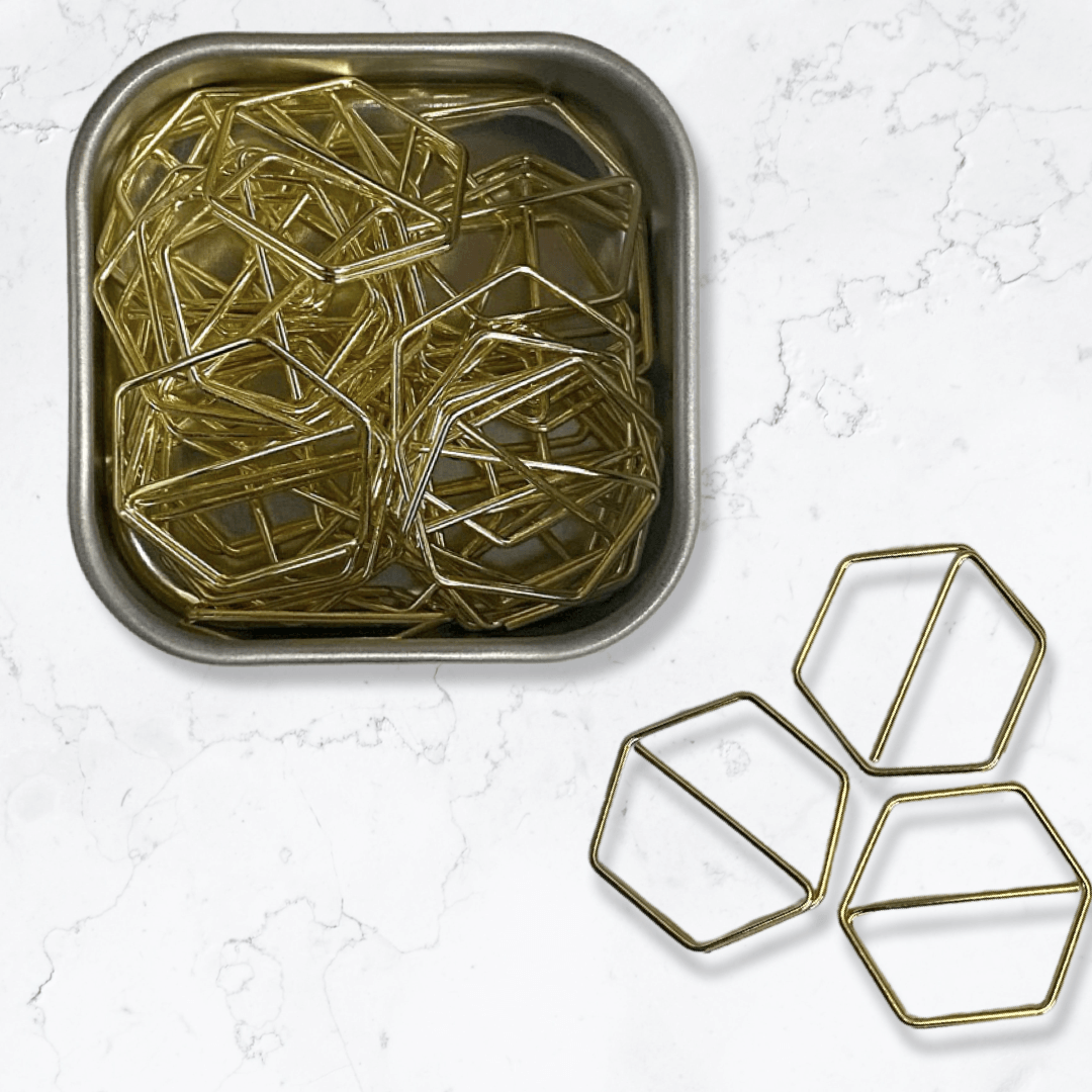 Gold Hexagon Paper Clips - 20 pcs by Soothi - Vysn