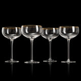 Gold Rim Glasses 7 oz, Set of 4 Gold Rim Classic Manhattan Glasses For Martini, Cocktails, Champagne, Wine - The Wine Savant (Ribbed) by The Wine Savant - Vysn