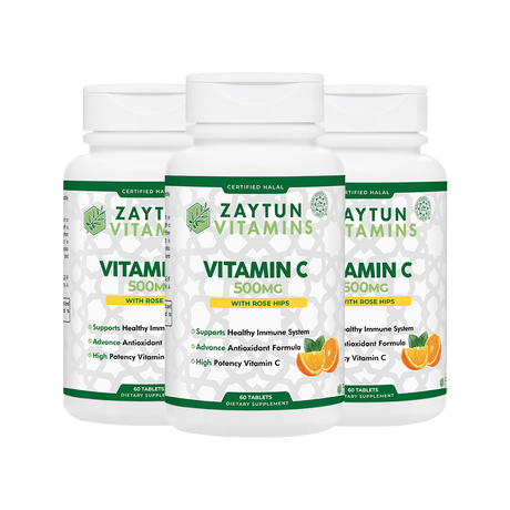 Halal Vitamin C 500mg Tablets (3-Pack) by Zaytun Vitamins - Vysn