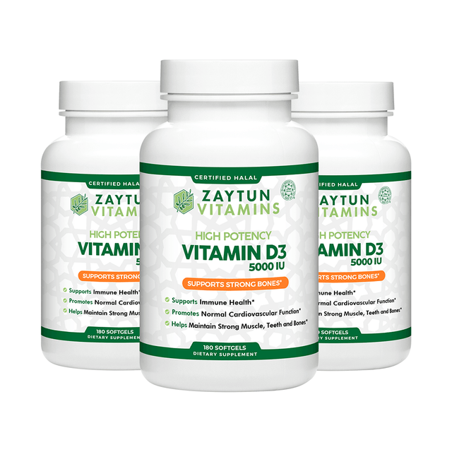 Halal Vitamin D3 5000 IU Softgels (3Pack) by Zaytun Vitamins - Vysn