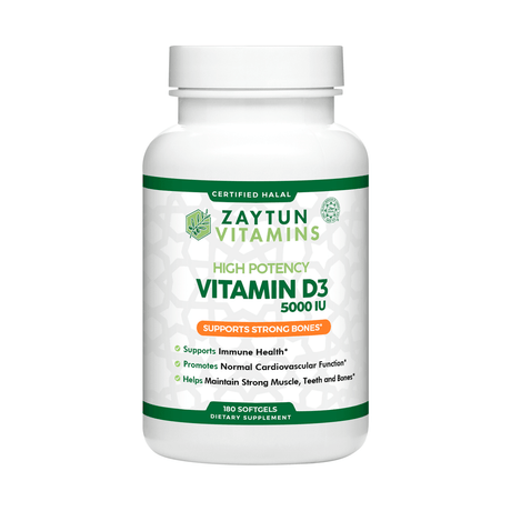 Halal Vitamin D3 5000 IU Softgels by Zaytun Vitamins - Vysn