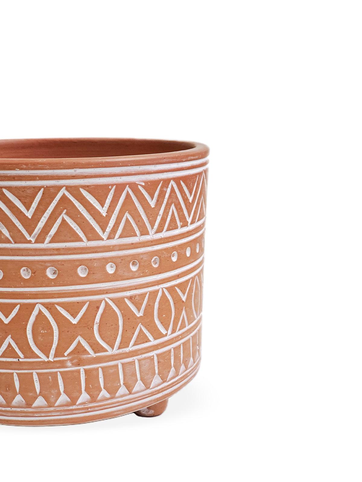 Hand Etched Terracotta Pot - Small by KORISSA - Vysn