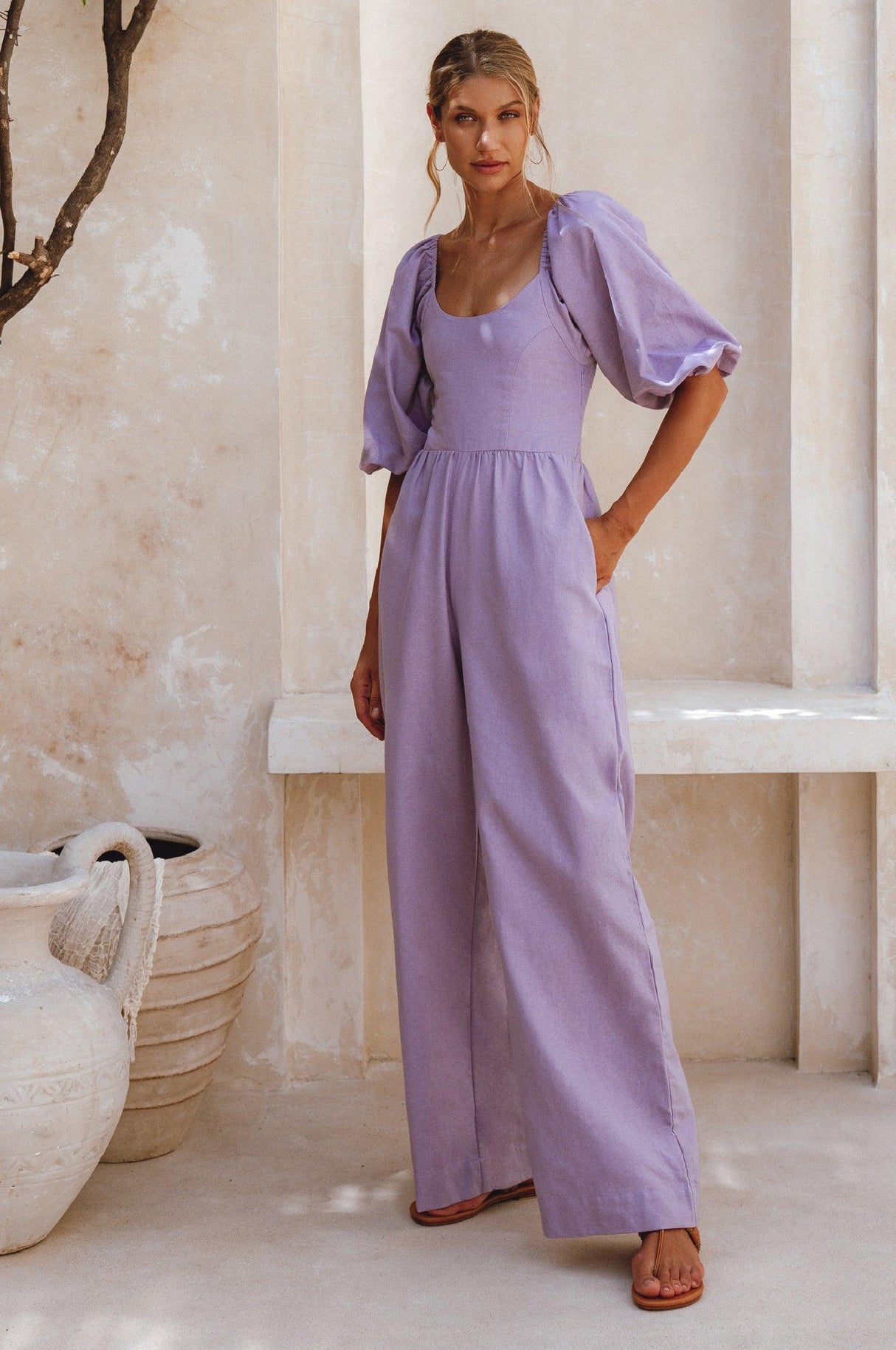 Heaven Bay Linen Jumpsuit by ELF - Vysn