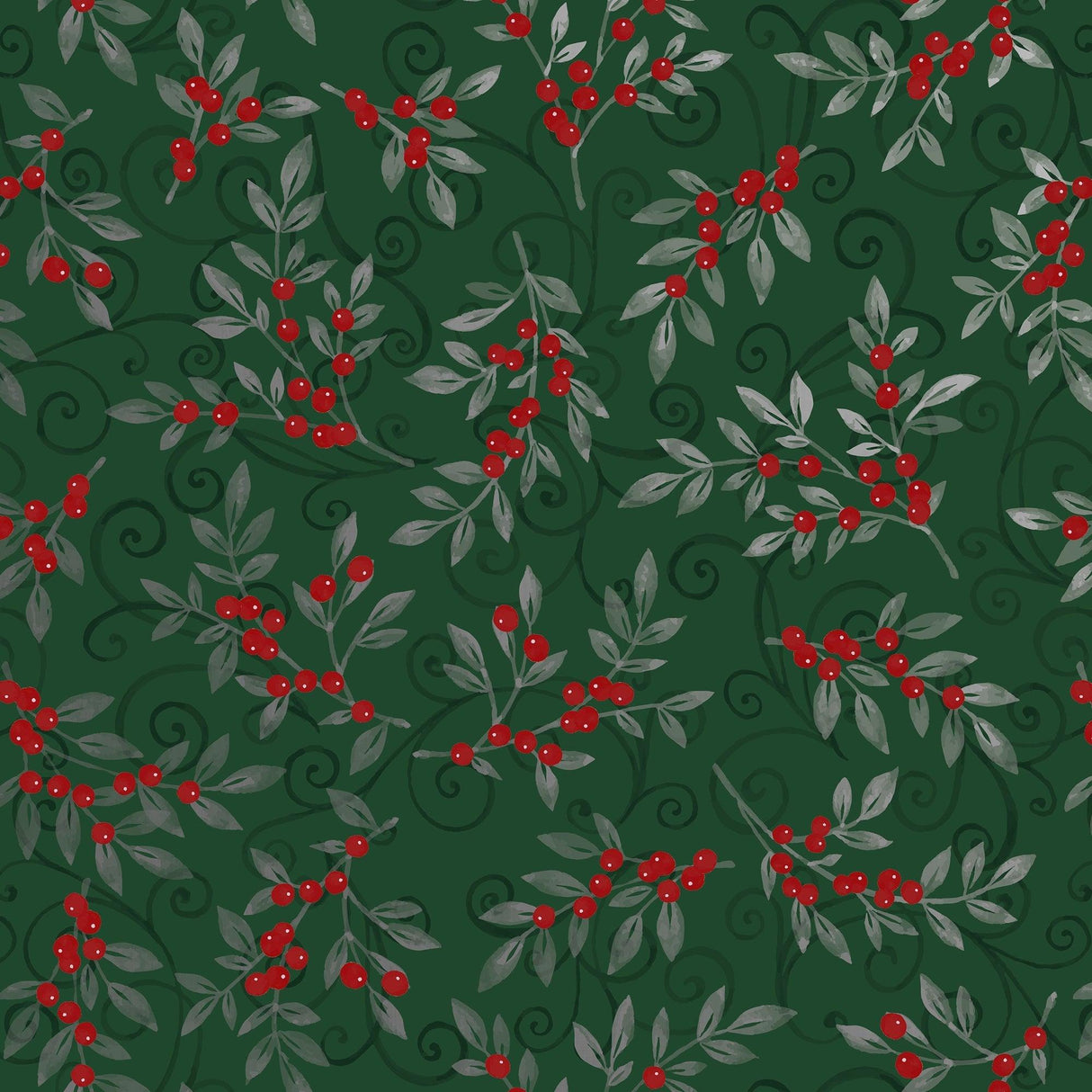 Holiday Floral Green Christmas Gift Wrap by Present Paper - Vysn