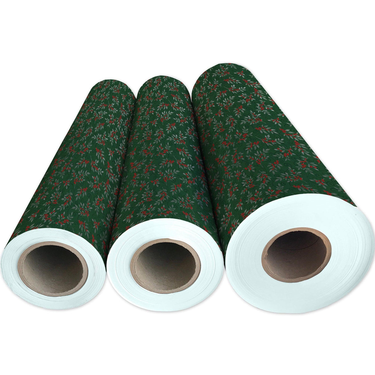 Holiday Floral Green Christmas Gift Wrap by Present Paper - Vysn