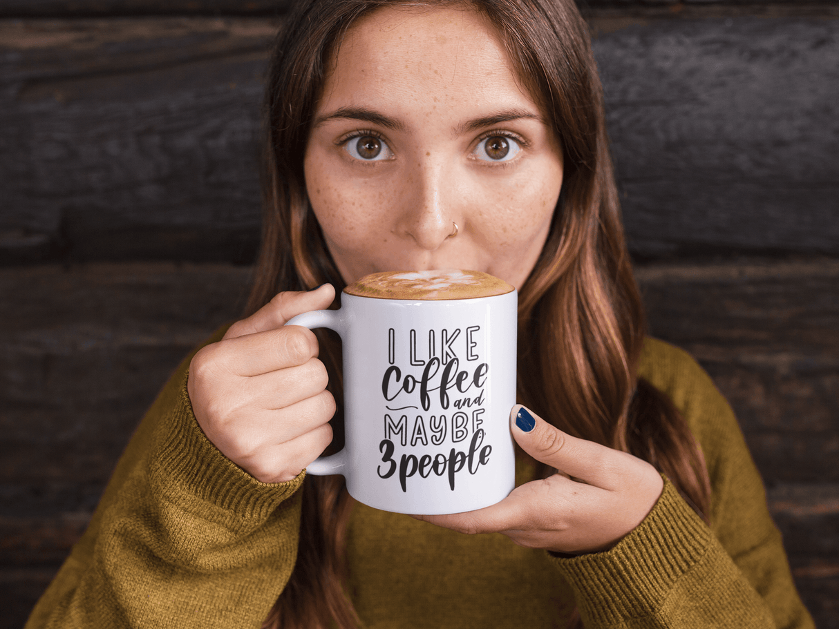 I Like Coffee And Maybe 3 People Sarcastic Mug by WinsterCreations™ Official Store - Vysn