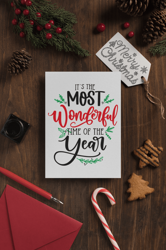 Its The Most Wonderful Time Of The Year Christmas Seasonal Hammered Card & Envelope by WinsterCreations™ Official Store - Vysn