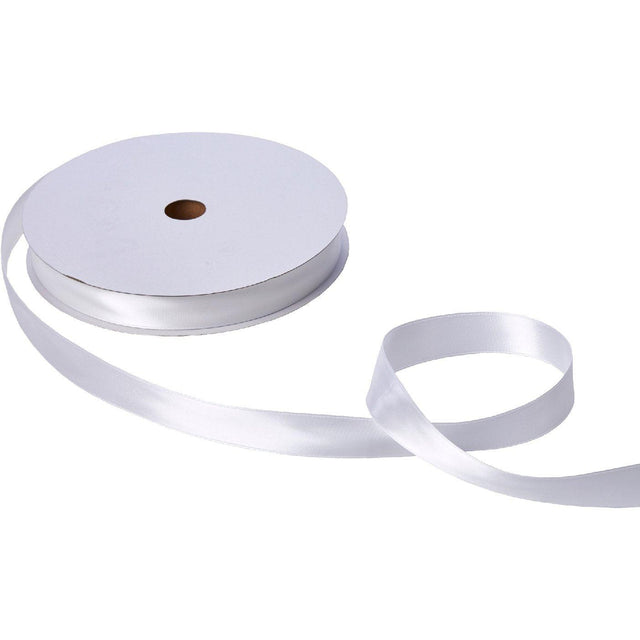 Jillson & Roberts Double-Faced Satin Ribbon, 1" Wide x 100 Yards, White by Present Paper - Vysn