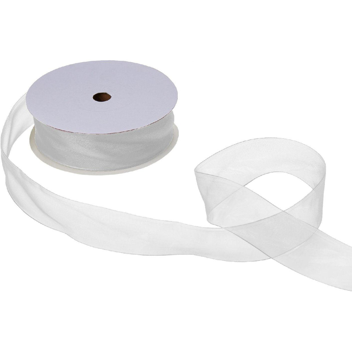 Jillson & Roberts Organdy Sheer Ribbon, 1 1/2" Wide x 100 Yards, White by Present Paper - Vysn