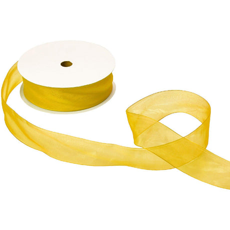 Jillson & Roberts Organdy Sheer Ribbon, 1 1/2" Wide x 100 Yards, Yellow by Present Paper - Vysn