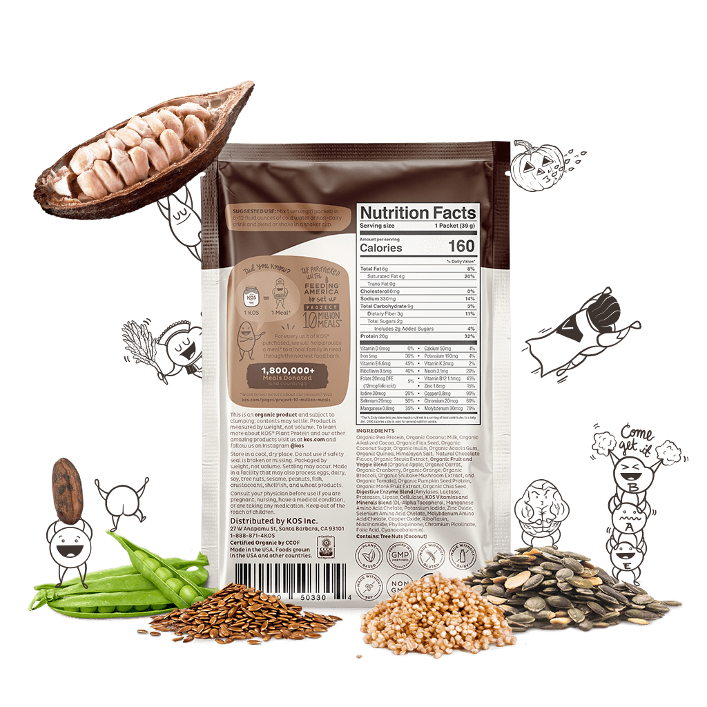 KOS Organic Plant Protein, Chocolate, Single Serving by KOS.com - Vysn