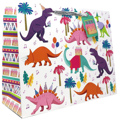 Large Birthday Gift Bags, Dinosaur Party with Holographic Accents by Present Paper - Vysn