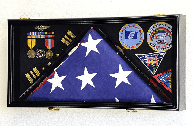 Large Flag & Medals Military Pins Patches Insignia Holds up to 5x9 Flag Display Case Frame by The Military Gift Store - Vysn