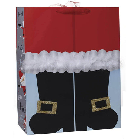 Large Jumbo Christmas Gift Bags with Glitter & Boa, Santa's Boots by Present Paper - Vysn