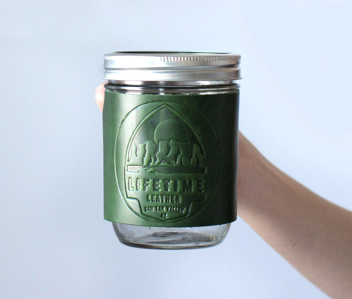 Leather Mason Jar Coozie by Lifetime Leather Co - Vysn