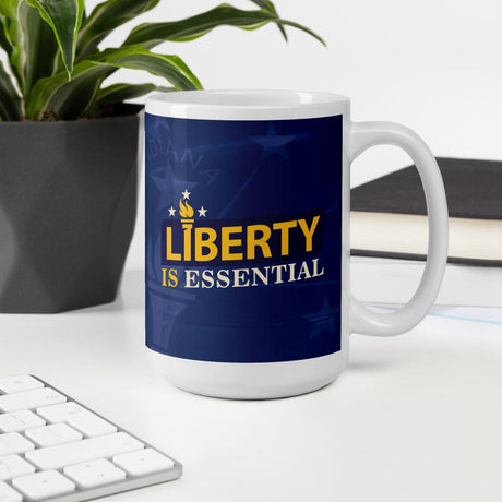 Liberty is Essential White glossy mug by Proud Libertarian - Vysn