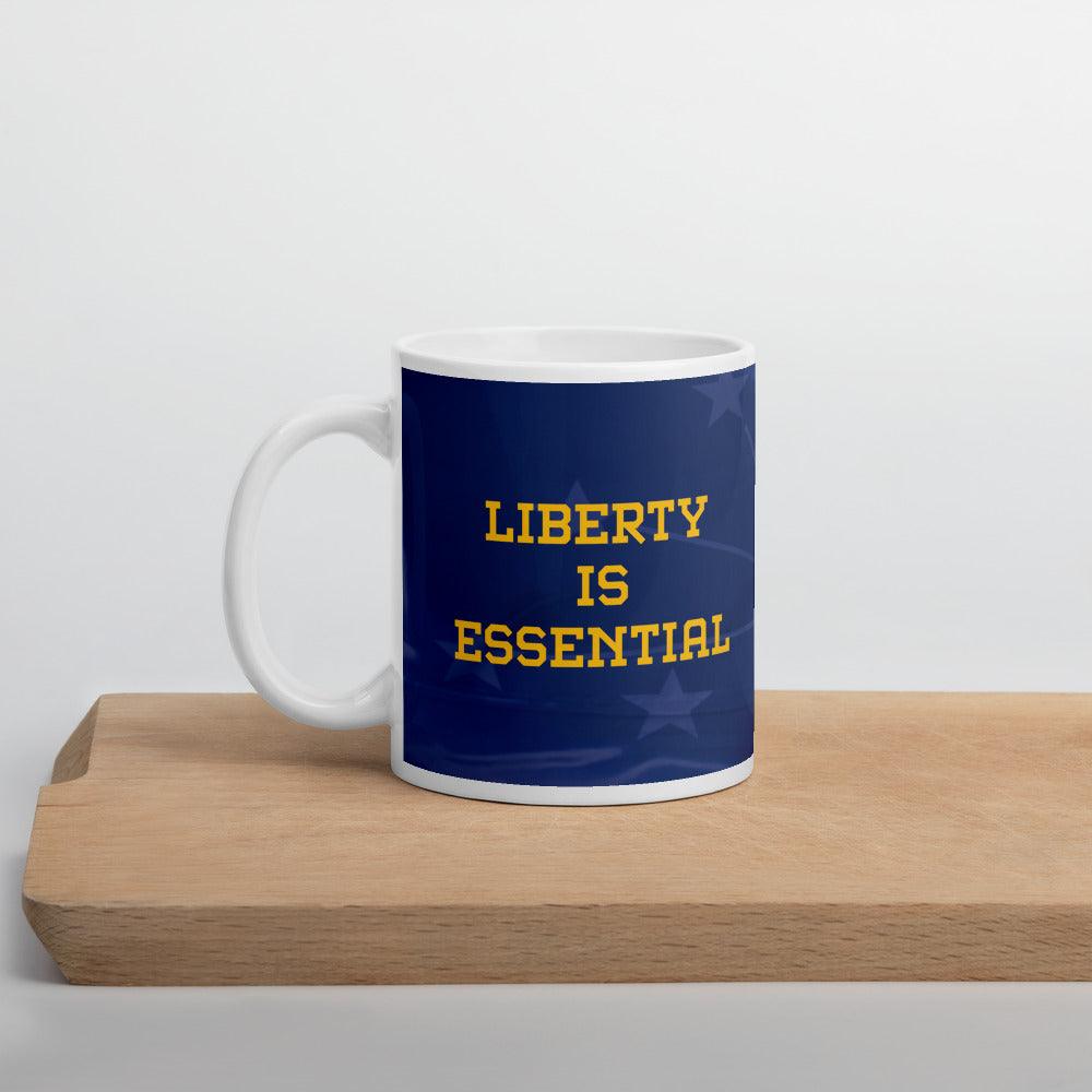 Liberty is Essential White glossy mug by Proud Libertarian - Vysn