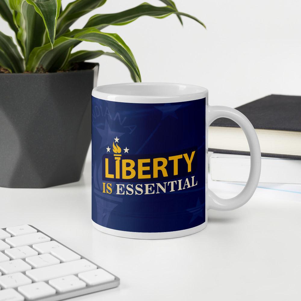 Liberty is Essential White glossy mug by Proud Libertarian - Vysn