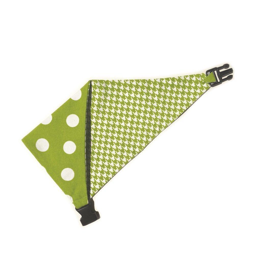 Lime Green Houndstooth Reversible Dog Bandana by Uptown Pups - Vysn