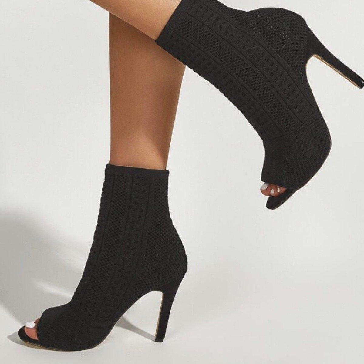 LINA bootie in black knit by Allegra James - Vysn