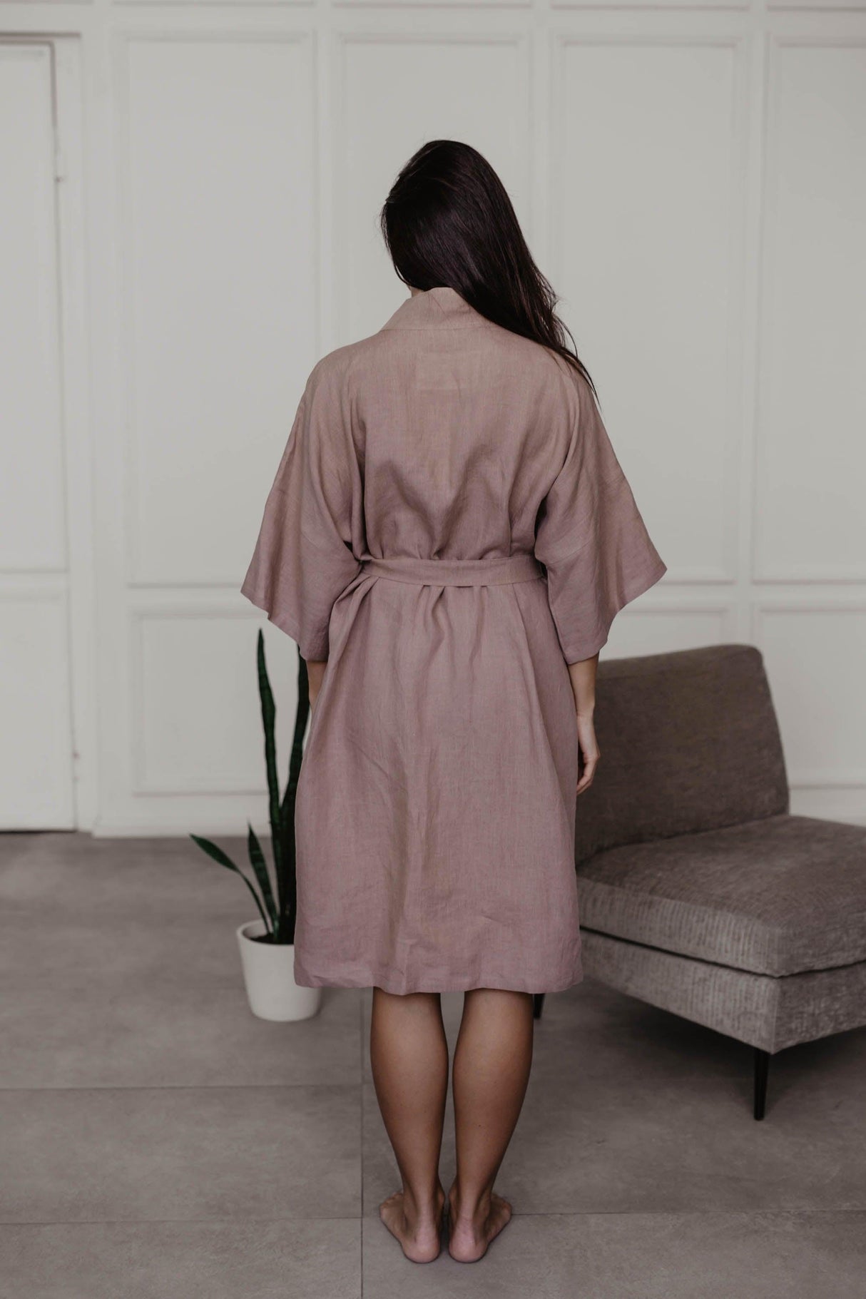 Linen bathrobe Midnight by AmourLinen - Vysn