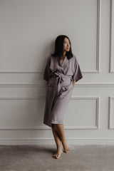 Linen bathrobe Midnight by AmourLinen - Vysn