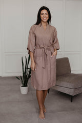 Linen bathrobe Midnight by AmourLinen - Vysn