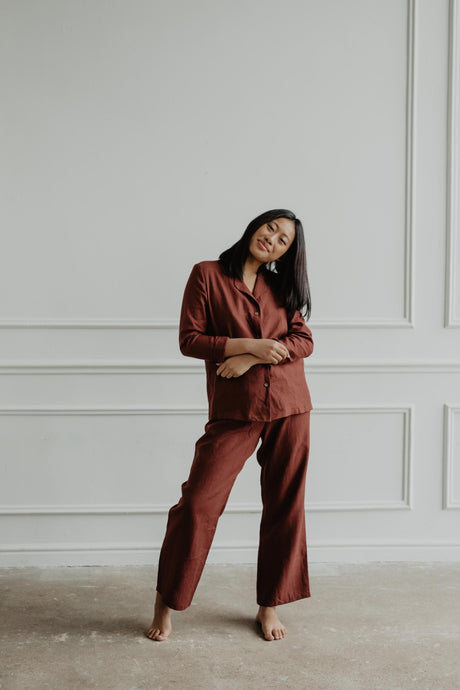 Long sleeve pajama set Nightly by AmourLinen - Vysn