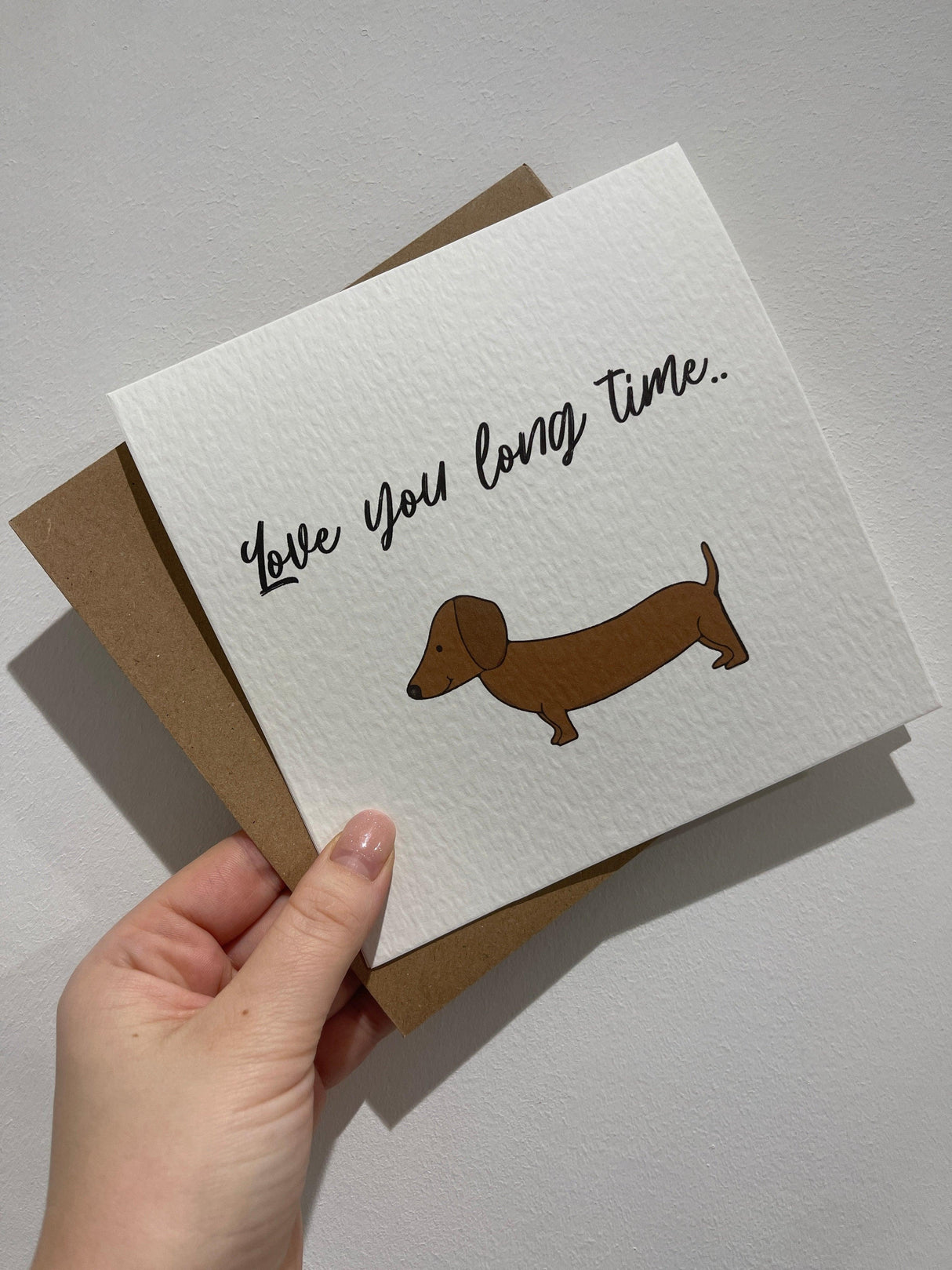 Love You Long Time Sausage Dog Valentines Day Funny Humorous Hammered Card & Envelope by WinsterCreations™ Official Store - Vysn