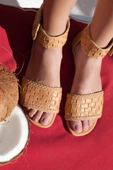 Madagascar Woven Leather Sandals by ELF - Vysn