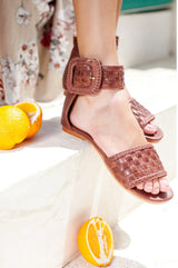 Madagascar Woven Leather Sandals by ELF - Vysn