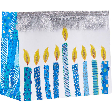 Medium Matte Hanukkah Gift Bags with Holographic & Glitter, Candles by Present Paper - Vysn