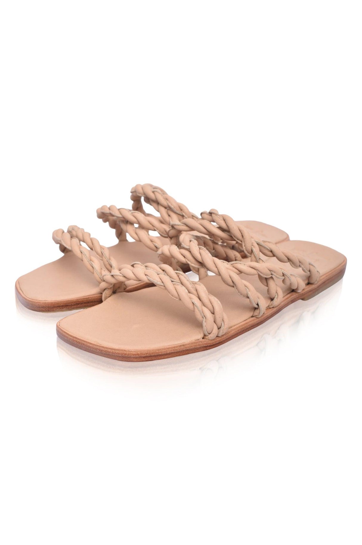 Melasti Woven Leather Slides by ELF - Vysn