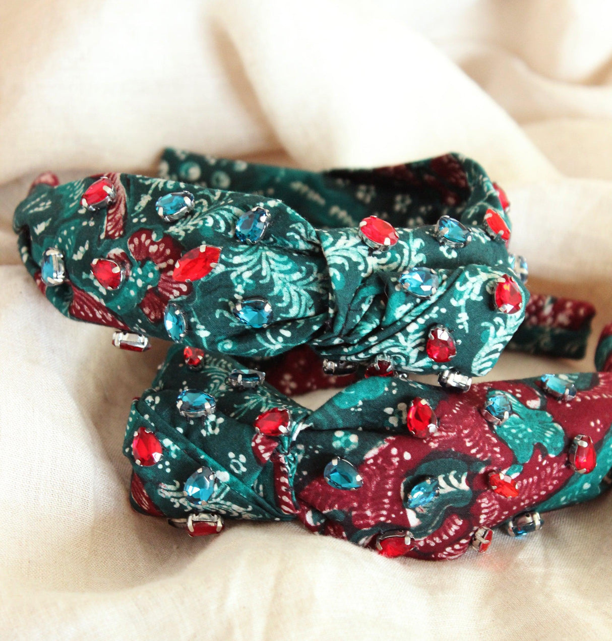 MERAK Peacock Batik Crystals Headband by BrunnaCo - Vysn