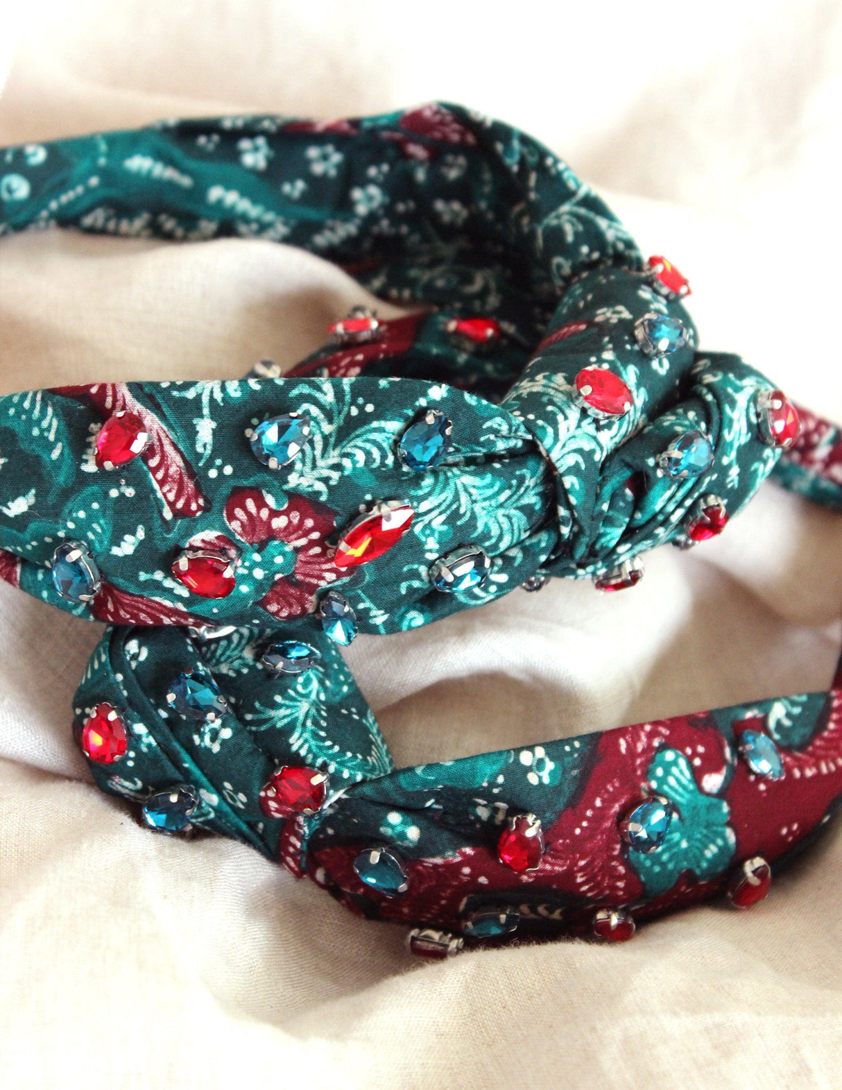 MERAK Peacock Batik Crystals Headband by BrunnaCo - Vysn