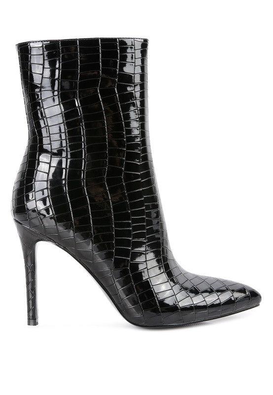 Momoa Patent Pu High Heeled Ankle Boot by Blak Wardrob - Vysn