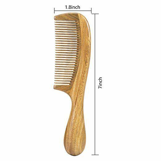 Natural Green Sandalwood Peach Wood Anti Static Pocket Hair Beard Handmade Comb by Plugsus Home Furniture - Vysn