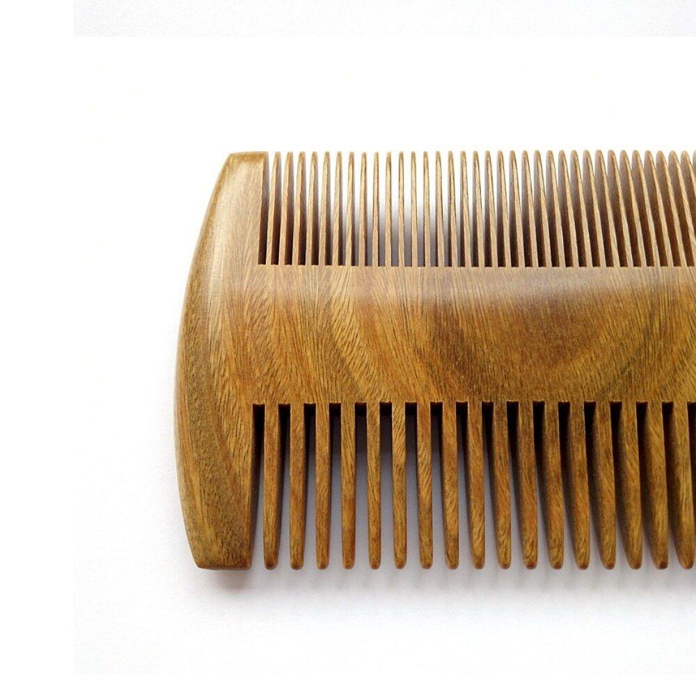 Natural Green Sandalwood Peach Wood Anti Static Pocket Hair Beard Handmade Comb by Plugsus Home Furniture - Vysn