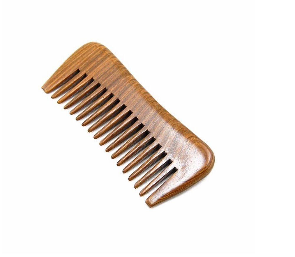 Natural Green Sandalwood Peach Wood Anti Static Pocket Hair Beard Handmade Comb by Plugsus Home Furniture - Vysn