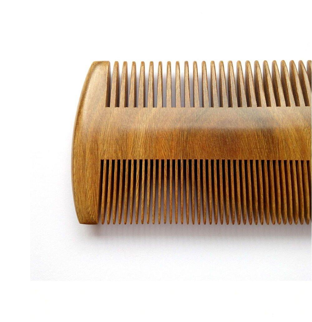 Natural Green Sandalwood Peach Wood Anti Static Pocket Hair Beard Handmade Comb by Plugsus Home Furniture - Vysn