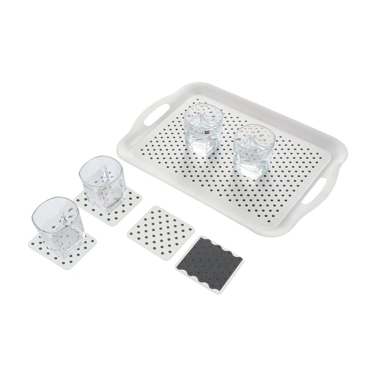 Non-slip tech tray & coasters set SILVER by Peterson Housewares & Artwares - Vysn