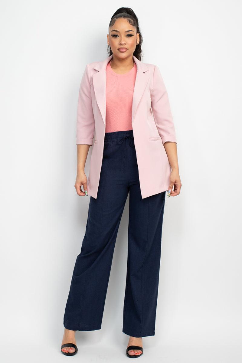 Open Front Notch Solid Jacket - VYSN