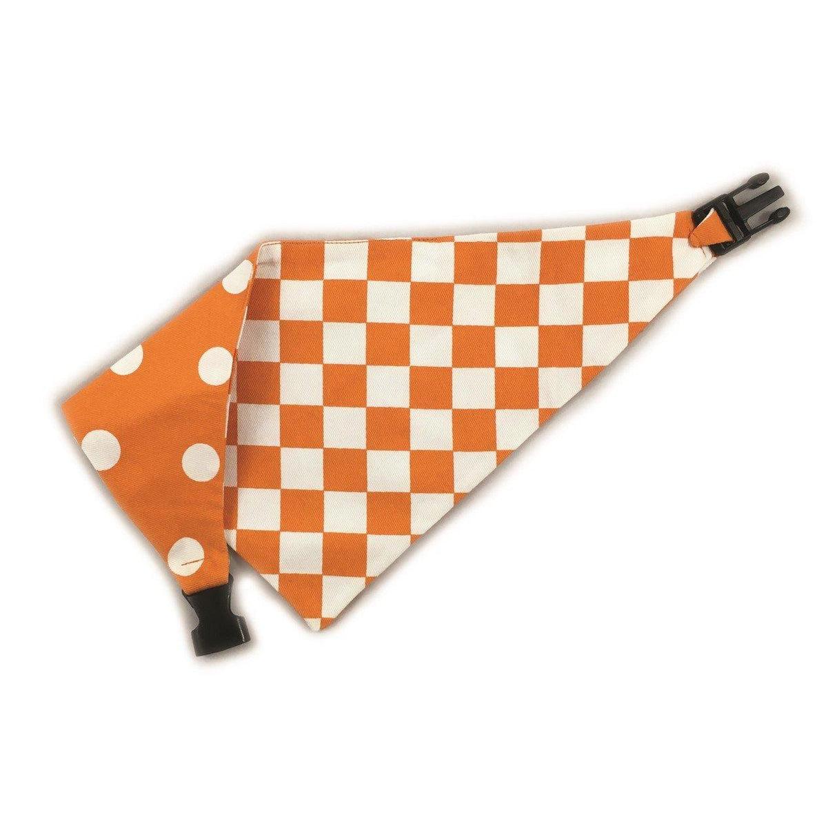 Orange Checkered Reversible Dog Bandana by Uptown Pups - Vysn