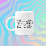 Peace Love Coffee Mug by WinsterCreations™ Official Store - Vysn