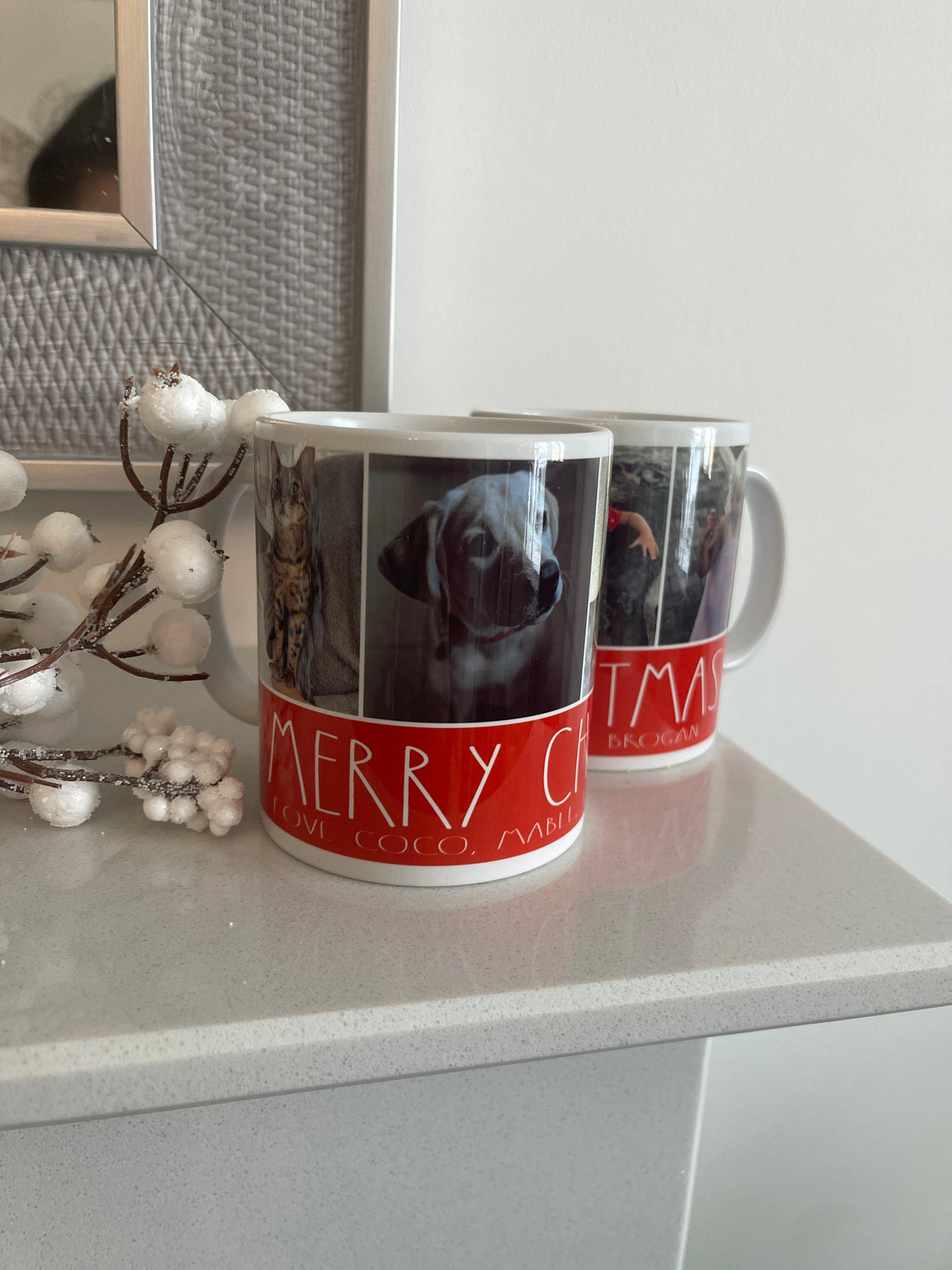 Personalised Text & Photo Picture Merry Christmas Ceramic Mug by WinsterCreations™ Official Store - Vysn