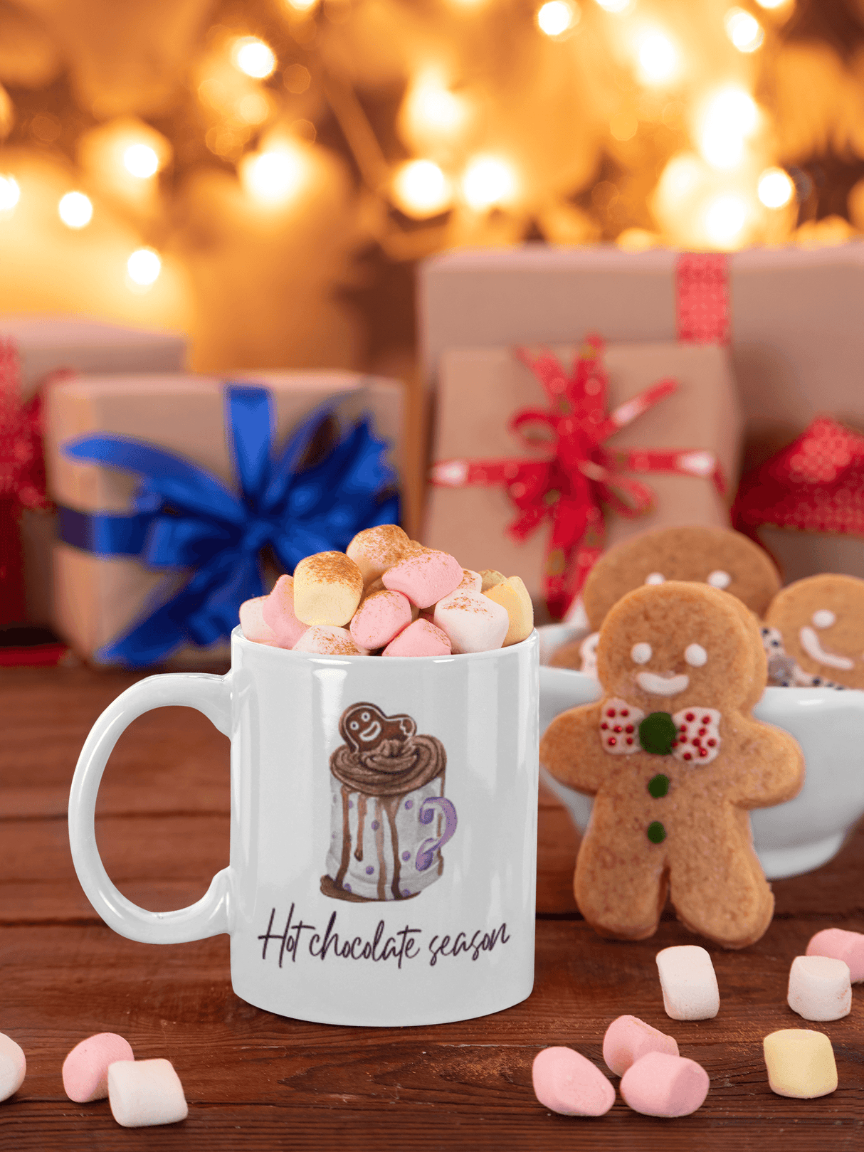 Personalised Wording Christmas Gingerbread Hot Choc Ceramic Mug by WinsterCreations™ Official Store - Vysn