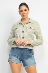 Plaid Button-down Tweed Jacket - VYSN